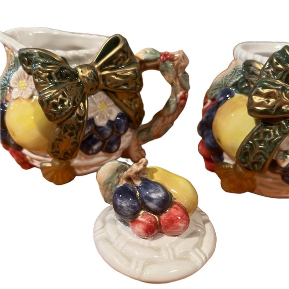 Omnibus by Fitz and Floyd plate, platter, cream and sugar - Picture 10 of 13